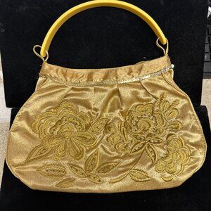 Bijoux Terner Gold Floral Design Handbag Plastic Handle